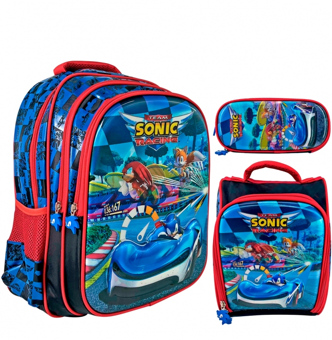 Mochila Sonic Maleta Con Asa Set De Piezas Mochilas Escolares