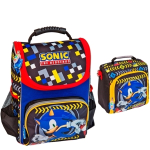 Mochila escolar de brazo + lonchera Sonic