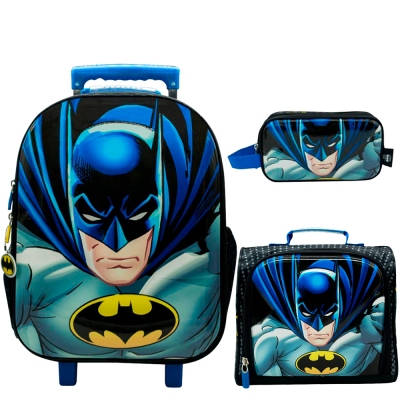 Set maleta escolar + lonchera + cartuchera Batman